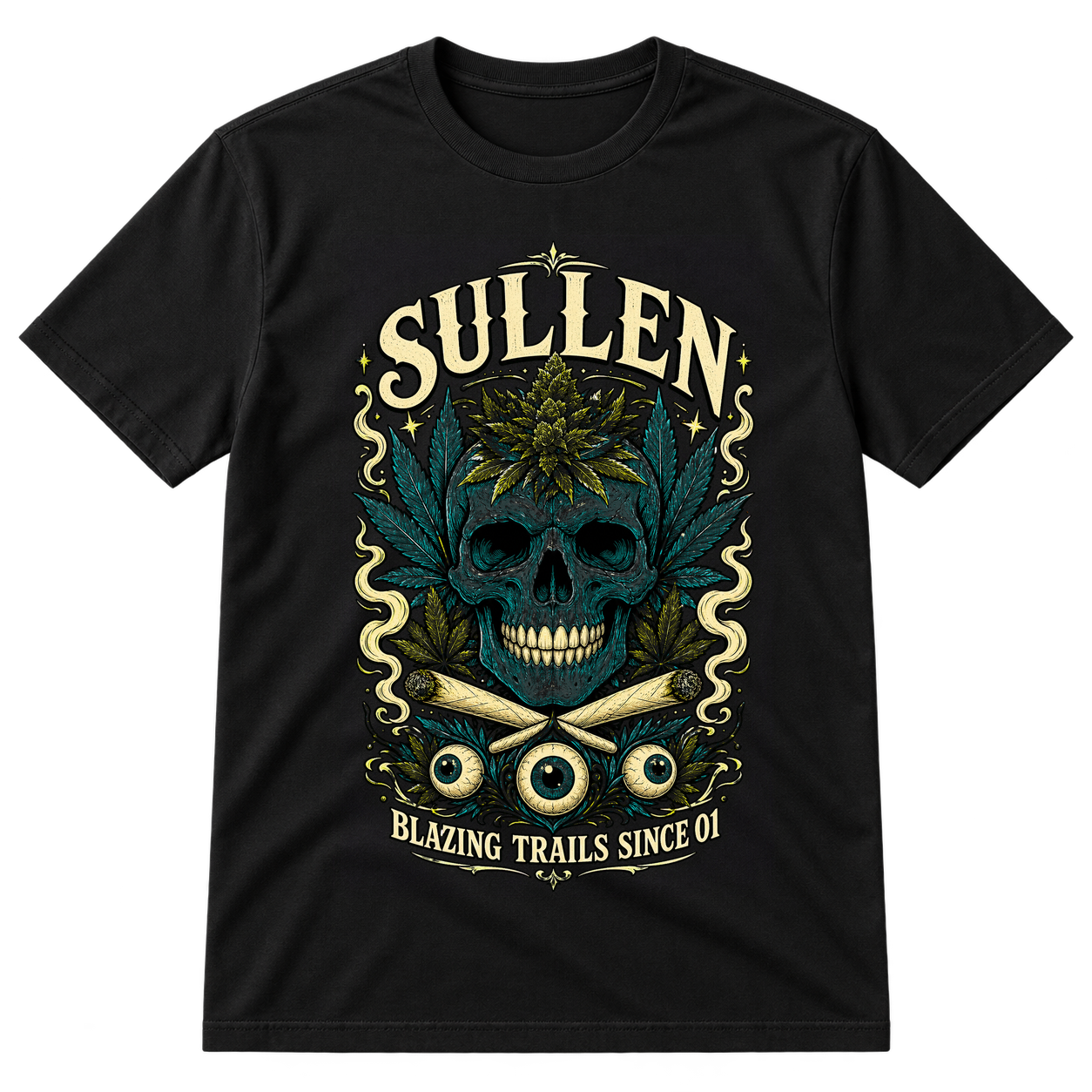 Sullen Blazing Trails Skull Cannabis Tshirt