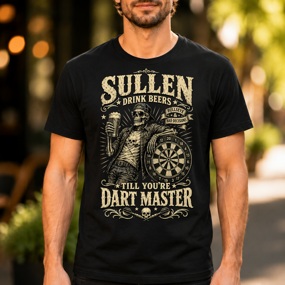 Sullen Drinkers Dart Master Skeleton Tshirt