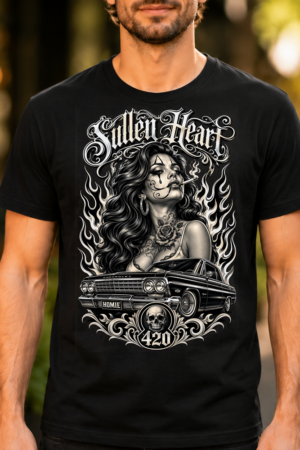 Sullen Heart Chicano Woman Smoking Tshirt