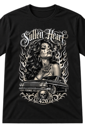 Sullen Heart Chicano Woman Smoking Tshirt