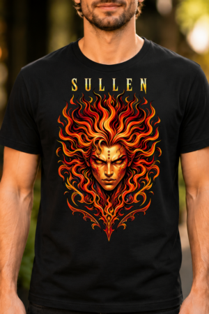 Sullen Red Flame Face Graphic Tshirt