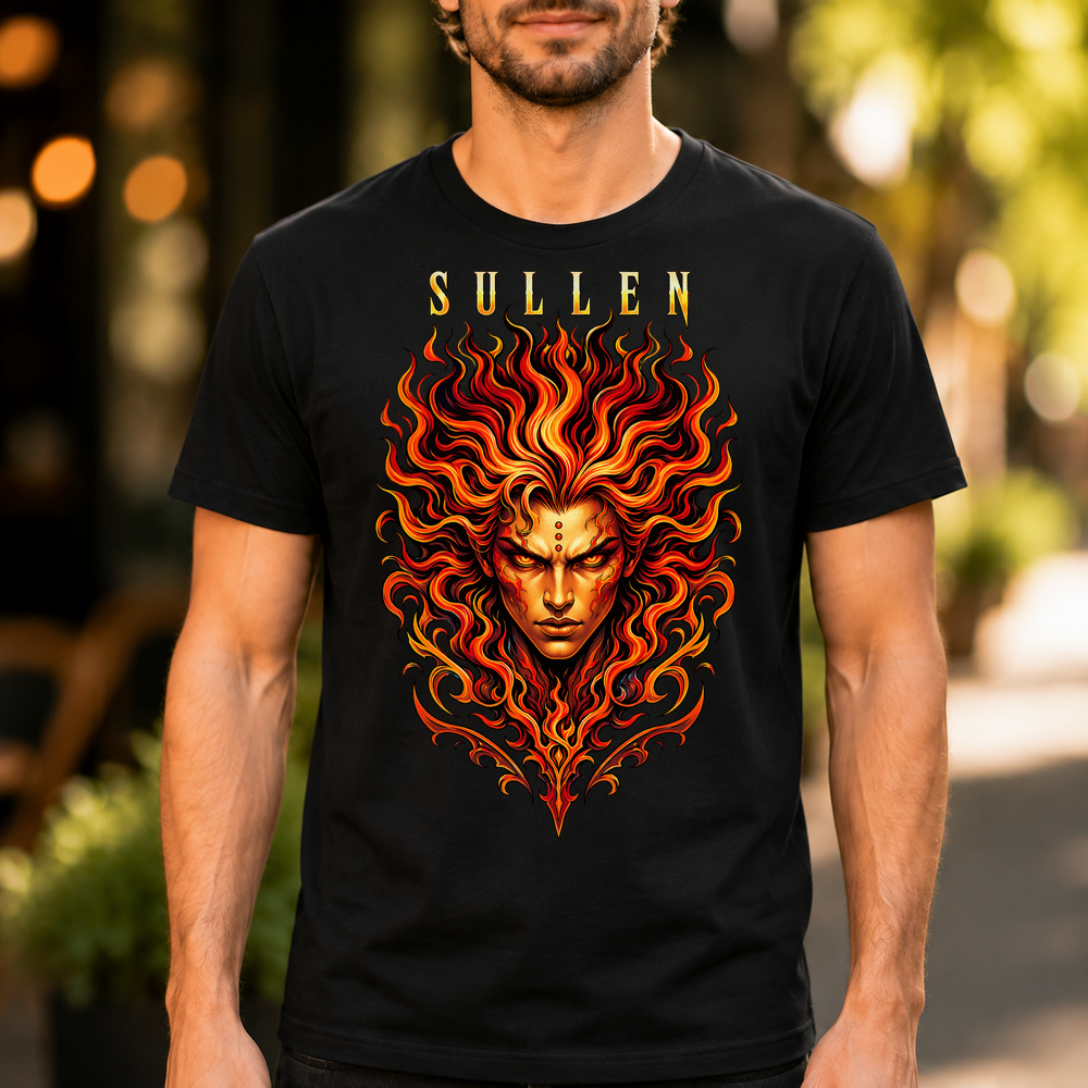 Sullen Red Flame Face Graphic Tshirt