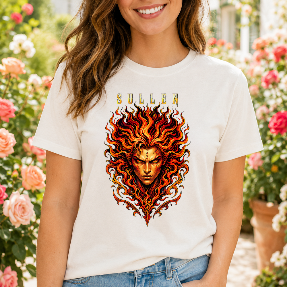 Sullen Red Flame Face Graphic Tshirt