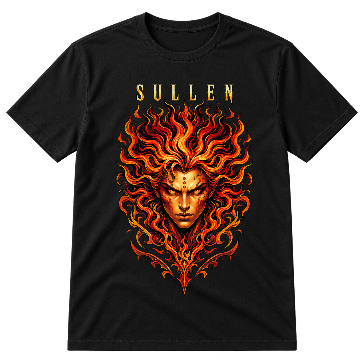 Sullen Red Flame Face Graphic Tshirt