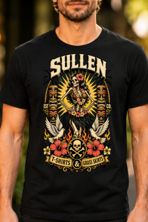 Sullen Tropical Hula Skull Back Print Tshirt