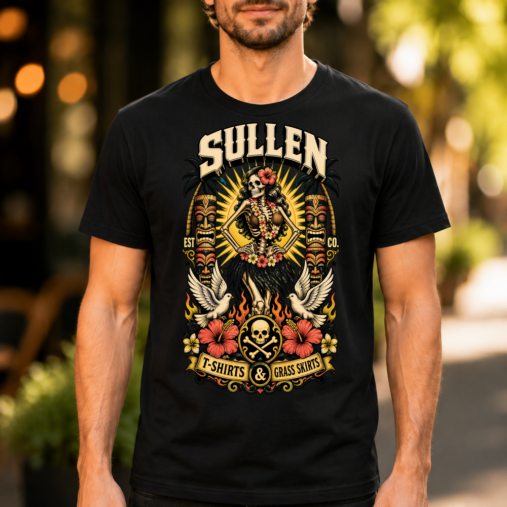 Sullen Tropical Hula Skull Back Print Tshirt