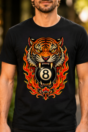Tiger Eight Ball Flames Tshirt