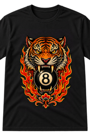 Tiger Eight Ball Flames Tshirt
