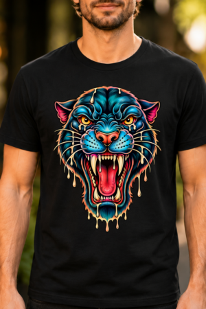 Traditional Panther Tattoo Style Tshirt