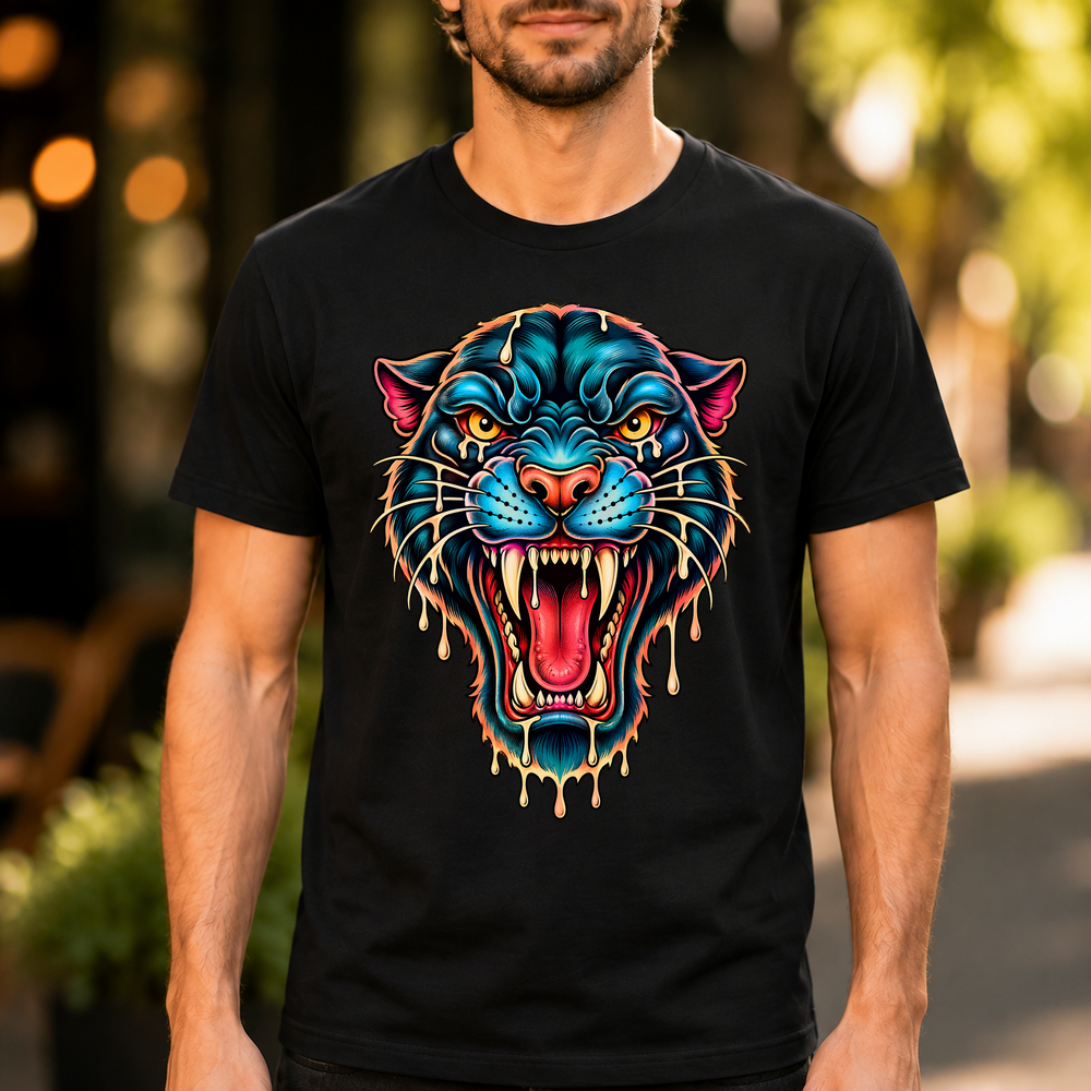 Traditional Panther Tattoo Style Tshirt