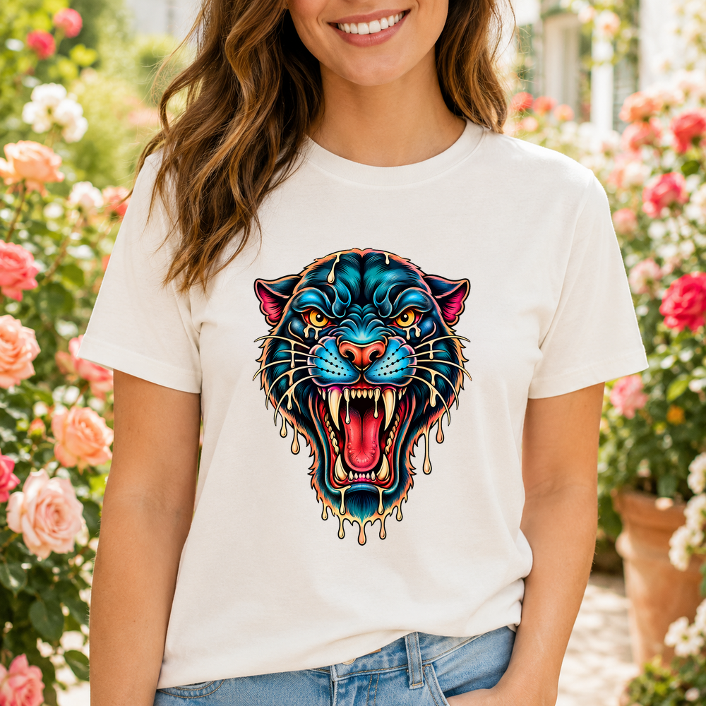 Traditional Panther Tattoo Style Tshirt