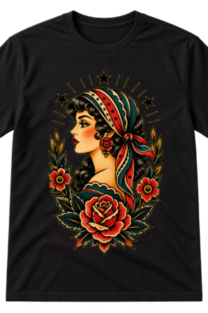 Traditional Tattoo Woman Portrait Tshirt