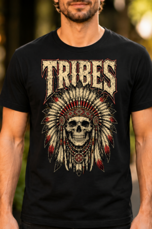 Tribes Skull Headdress Design Tshirt