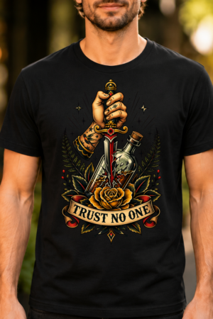 Trust No One Dagger Rose Tattoo Tshirt