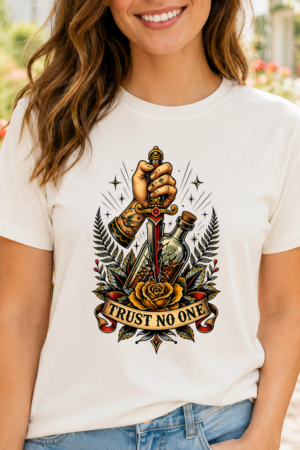 Trust No One Dagger Rose Tattoo Tshirt