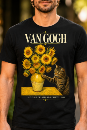Van Gogh Sunflowers Cat Tshirt