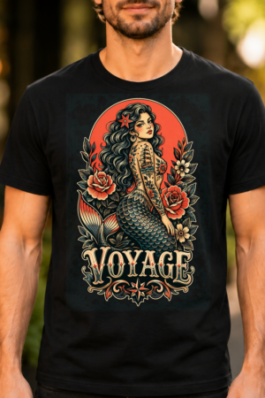Voyage Mermaid Tattoo Style Tshirt