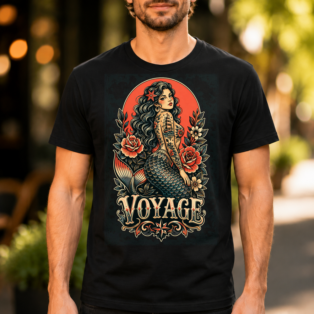 Voyage Mermaid Tattoo Style Tshirt