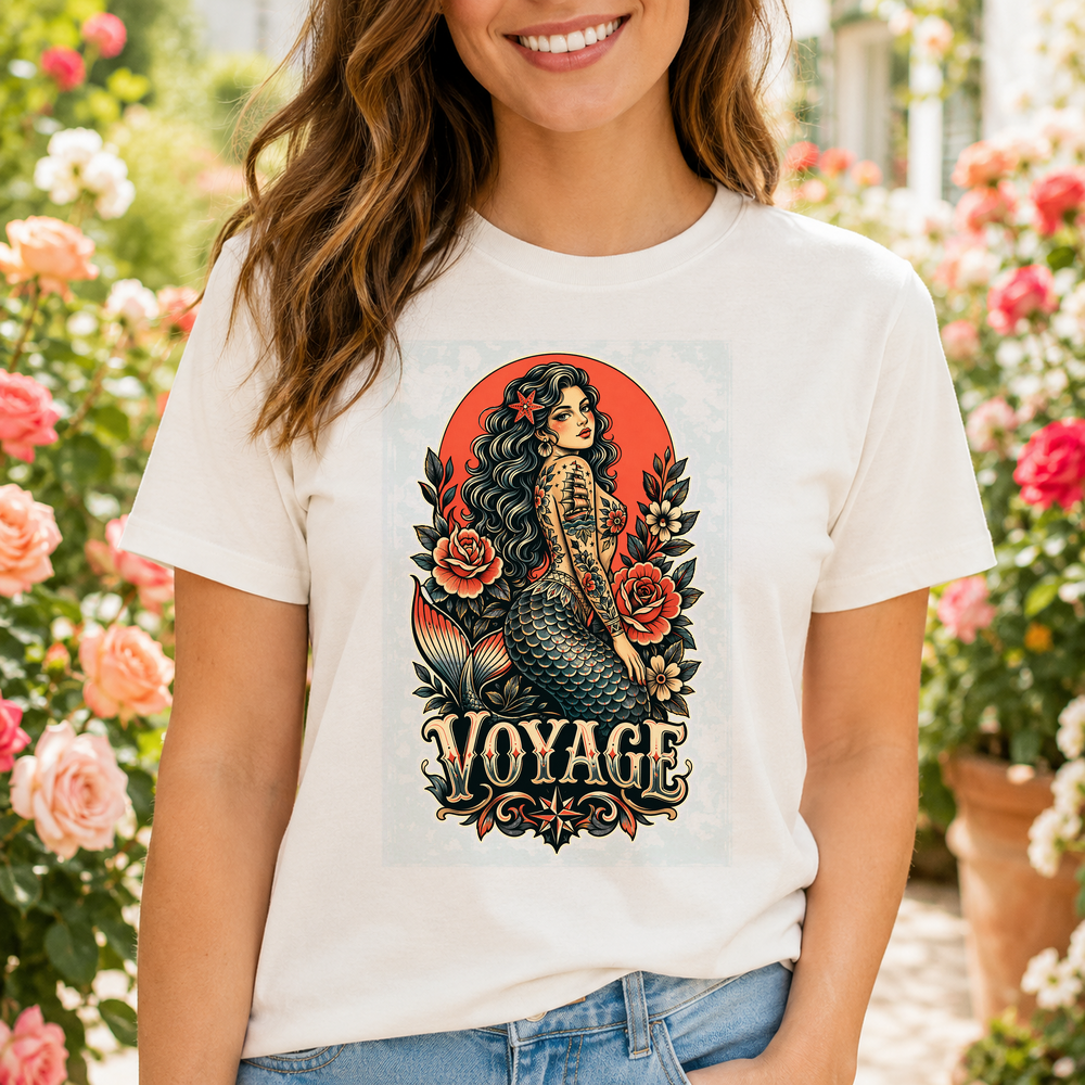 Voyage Mermaid Tattoo Style Tshirt