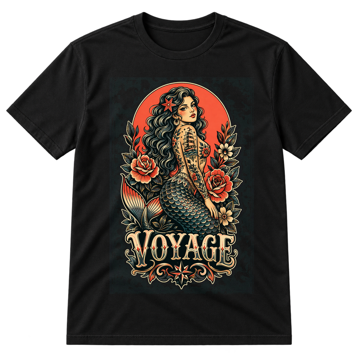 Voyage Mermaid Tattoo Style Tshirt