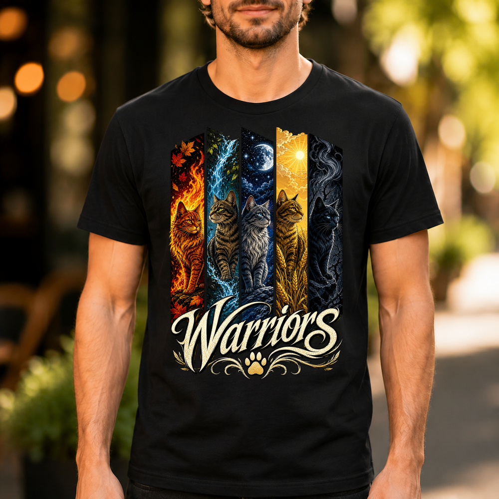 Warriors Five Cats Elemental Panels Tshirt
