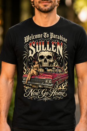 Welcome To Paradise Skull Lowrider Tshirt
