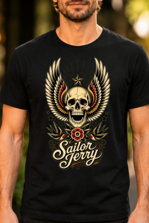 Winged Skull Tattoo Style Tshirt