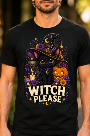 Witch Please Halloween Cat Tshirt