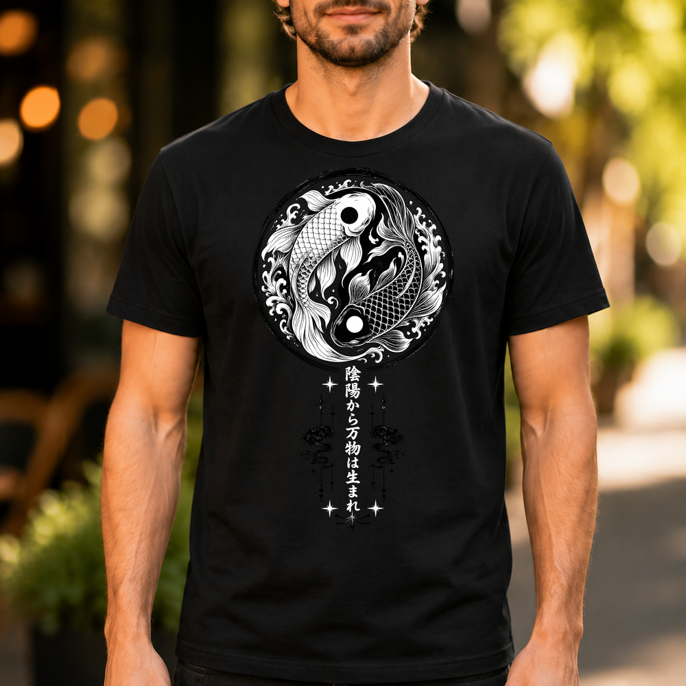 Yin Yang Koi Fish Japanese Proverb Tshirt