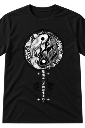 Yin Yang Koi Fish Japanese Proverb Tshirt