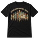 Arched Feathers Appear When Angels Are Near quote above nine vintage patterned feather illustrations.