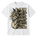 Hand-sketched cat profile with the quote: Cats are not just cats, they are sanity, happiness, teachers, therapists and best friends.