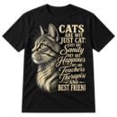 Hand-sketched cat profile with the quote: Cats are not just cats, they are sanity, happiness, teachers, therapists and best friends.
