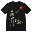 Hand-drawn skeleton reaching toward a red balloon with the caption “Well, shit...”