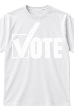 Bold VOTE lettering with an oversized checkmark-shaped V overlapping a partially open square checkbox outline.