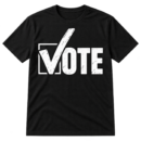 Bold VOTE lettering with an oversized checkmark-shaped V overlapping a partially open square checkbox outline.