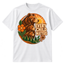 Vintage circular bear family and woodland illustration with the stacked words Every Child Matters.