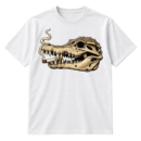 Vintage black ink illustration of a crocodile skull smoking a cigarette.