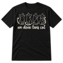 Four minimalist line-drawn cats above the handwritten phrase “un deux trois cat.”