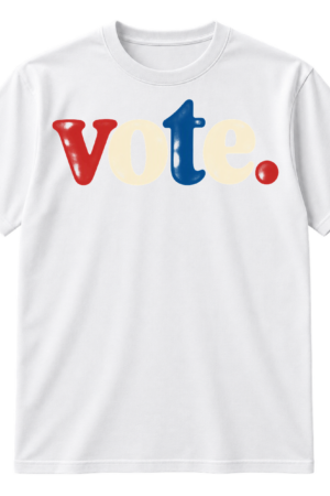 Large minimalist serif text reading “vote.”