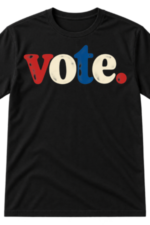Large minimalist serif text reading “vote.”