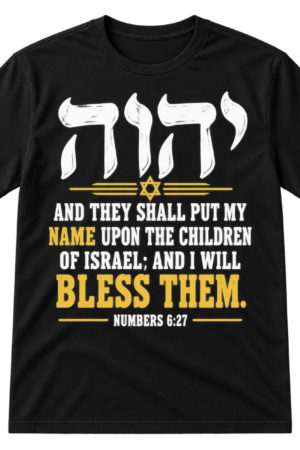 Hebrew Yahweh lettering above a bold Numbers 6:27 Bible verse about blessing the children of Israel.