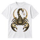 Vintage black scorpion illustration with a small radiant star beside its raised tail.