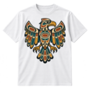 Vintage distressed stylized totem bird illustration with geometric wings and clawed feet.