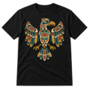 Vintage distressed stylized totem bird illustration with geometric wings and clawed feet.