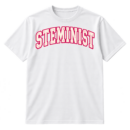 Distressed varsity-style typography reading STEMINIST.